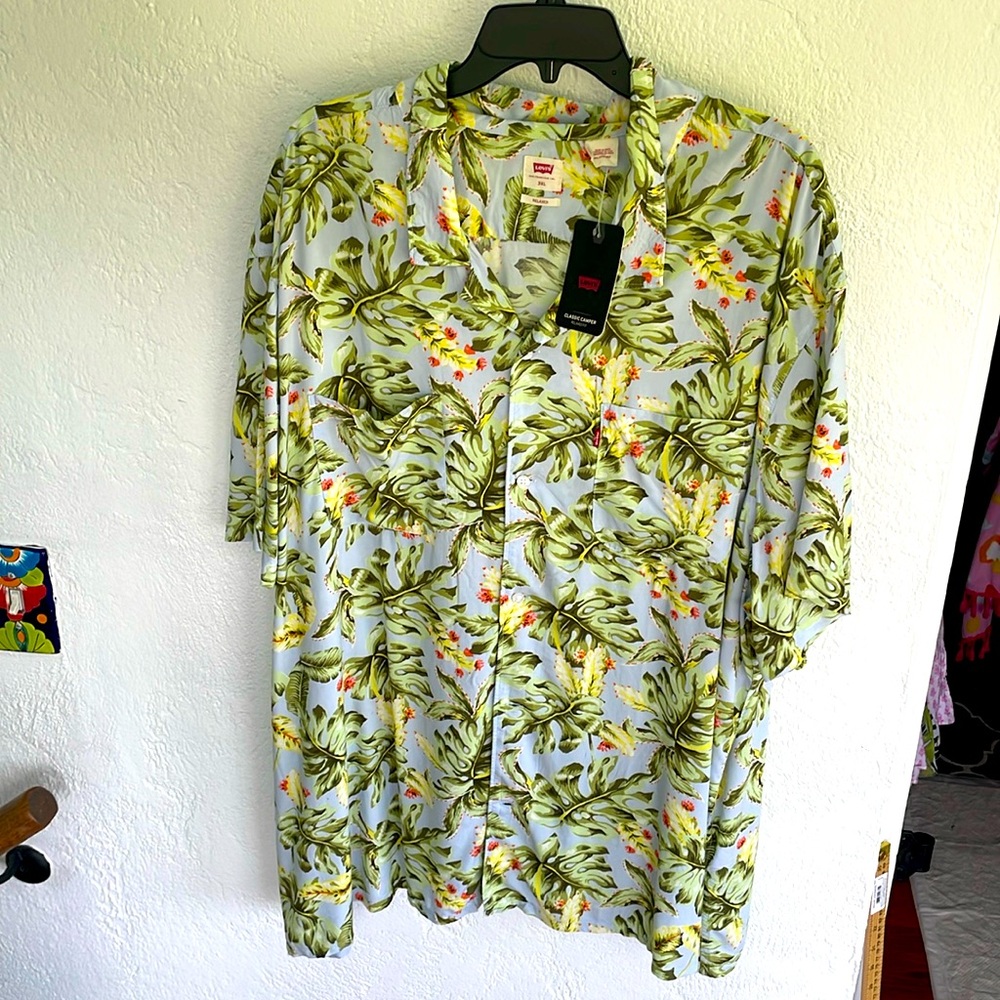Levis NWT Men’s Classic Camper S/Sleeve Button Shirt Pockets Blue Tropical 3XL